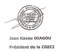 signature de Jean Kacou Diagou Président de la CGECI
