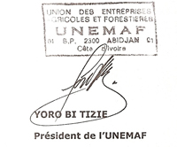 Signature de YORO BI TIZIE Président de l'UNEMAF